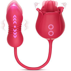 9-Speed Purple Color Silicone Rose Sex Toy with Vibrating Tongue and Thrusting Egg