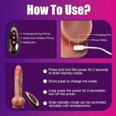 10-Speed Brown Remote Control Rechargeable Silicone Vibrator with Thrusting, Rotating and Heating Functions