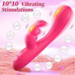 10-Speed Magenta Rechargeable Waterproof Silicone Rabbit Vibrator