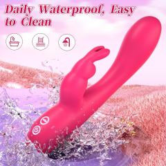 10-Speed Magenta Rechargeable Waterproof Silicone Rabbit Vibrator