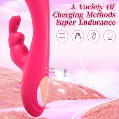 10-Speed Magenta Rechargeable Waterproof Silicone Rabbit Vibrator