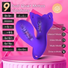 9-Speed Dark Purple App-Controlled Wearable Panty Vibrator with Vibrating Dildo & USB Magnetic Charging