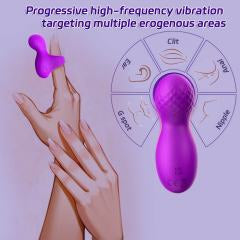 9 Vibrating Modes Purple Rechargeable Silicone Finger Massager