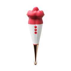 10 speed Red Color Big Mouth Stimulator with Licking Tongue and Vibrator