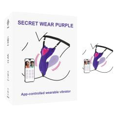 9-Speed Dark Purple App-Controlled Wearable Panty Vibrator with Vibrating Dildo & USB Magnetic Charging
