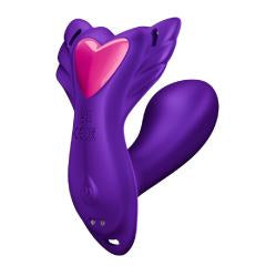 9-Speed Dark Purple App-Controlled Wearable Panty Vibrator with Vibrating Dildo & USB Magnetic Charging