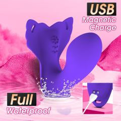 9-Speed Dark Purple App-Controlled Wearable Panty Vibrator with Vibrating Dildo & USB Magnetic Charging