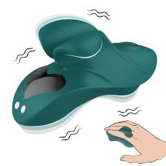 9-Speed Dark Green Rechargeable Silicone Finger Vibrator