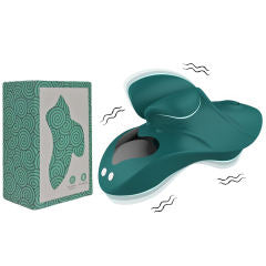9-Speed Dark Green Rechargeable Silicone Finger Vibrator