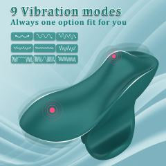 9-Speed Dark Green Rechargeable Silicone Finger Vibrator
