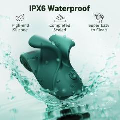 9-Speed Dark Green Rechargeable Silicone Finger Vibrator