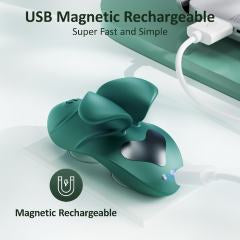 9-Speed Dark Green Rechargeable Silicone Finger Vibrator