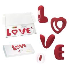 Red Rechargeable Silicone Vibrator Set with LOVE-Shaped Design – 4-Piece Combo, Remote Control, Waterproof