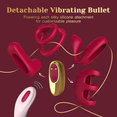 Red Rechargeable Silicone Vibrator Set with LOVE-Shaped Design – 4-Piece Combo, Remote Control, Waterproof