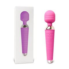 10-Speed Pink Color Rechargeable Silicone Wand Massager (USB Recharging