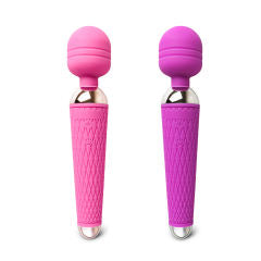 10-Speed Pink Color Rechargeable Silicone Wand Massager (USB Recharging
