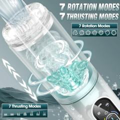Multifunction Green Rechargeable Automatic Male Masturbator with Tongue-Licking, Thrusting, Rotating, Vibrating & Sucking Modes